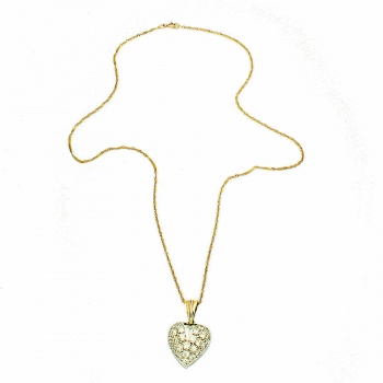 9ct gold Cubic Zirconia heart Pendant with chain